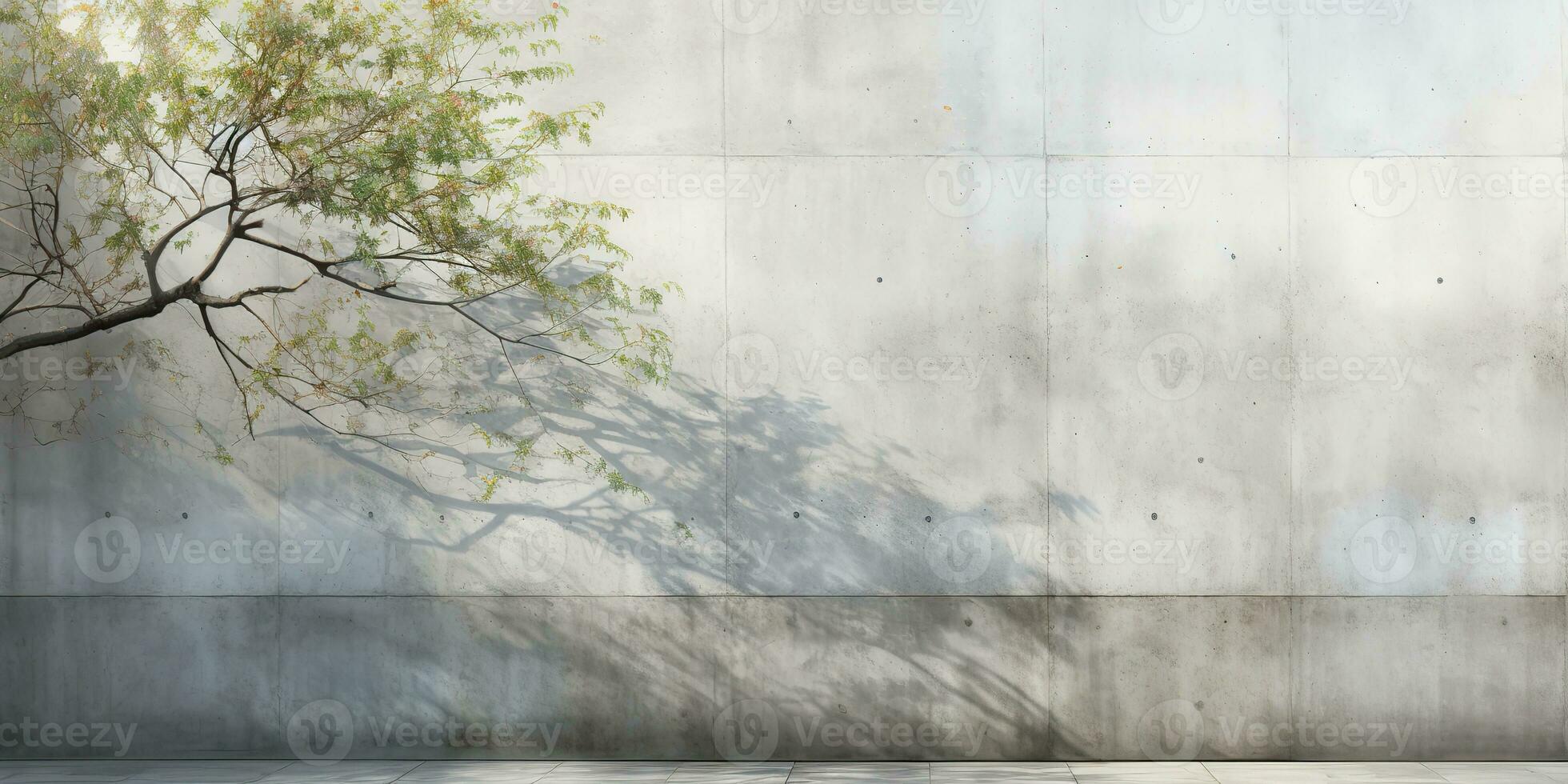 ai généré. ai génératif. béton pierre Roche mur avec arbre. Facile minimal maquette mur jardin Extérieur avec plante. graphique art photo