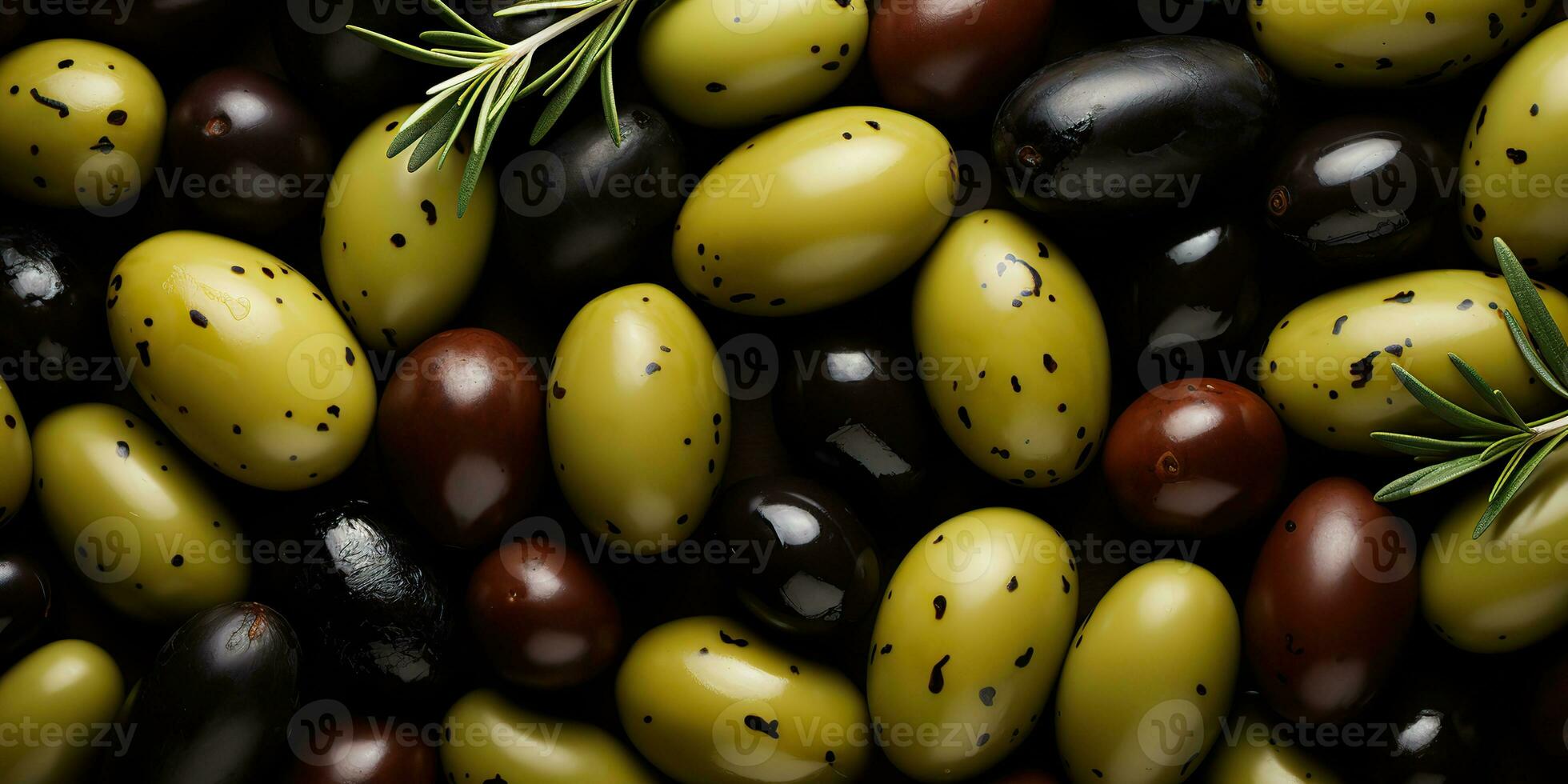 ai généré. ai génératif. noir et vert Olives en bonne santé biologique des légumes mélanger décoration modèle Contexte. graphique art photo