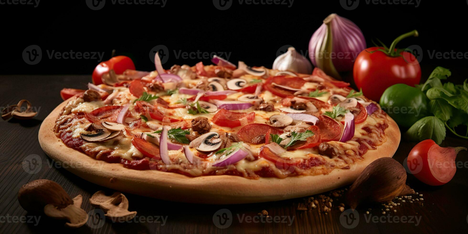 ai généré. ai génératif. traditionnel italien pepperoni Pizza aliments. célèbre savoureux vite nourriture repas cuit Frais cuisine. graphique art photo