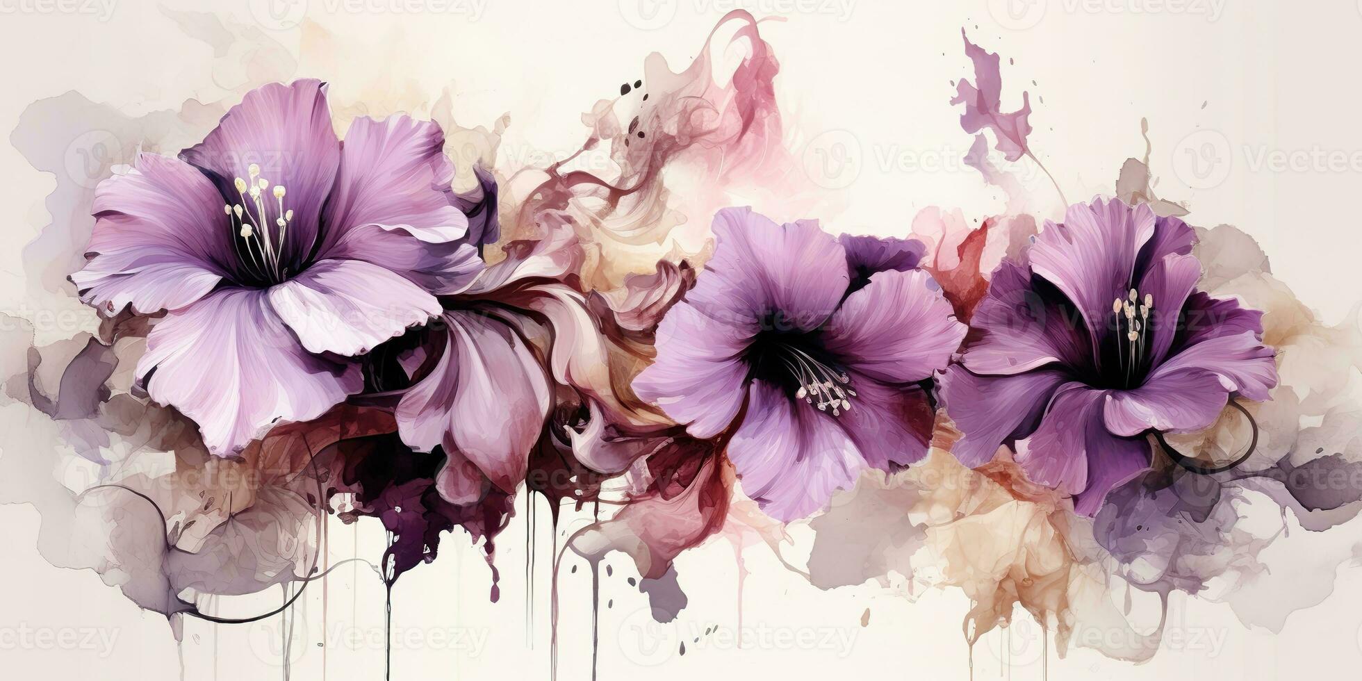 ai généré. ai génératif. magnifique décoratif fleur Floraison botanique floral rose violet fleurs aquarelle sur blanc Contexte toile. graphique art photo