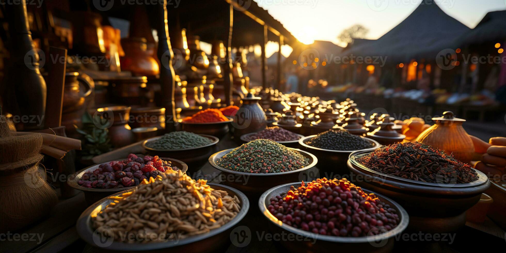 ai généré. ai génératif. traditionnel arabe Indien asiatique Maroc pimenter produits à journée national marché boutique magasin bazar. en bonne santé biologique produit. graphique art photo