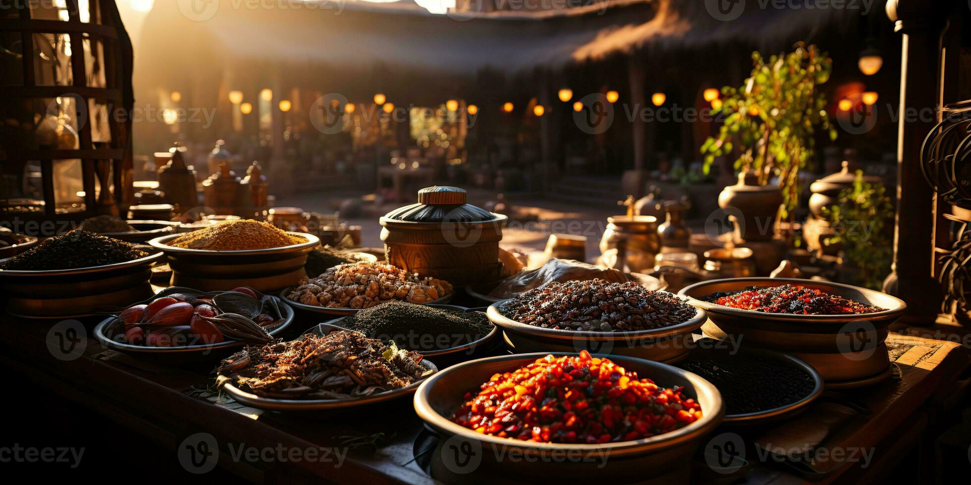 ai généré. ai génératif. traditionnel arabe Indien asiatique Maroc pimenter produits à journée national marché boutique magasin bazar. en bonne santé biologique produit. graphique art photo