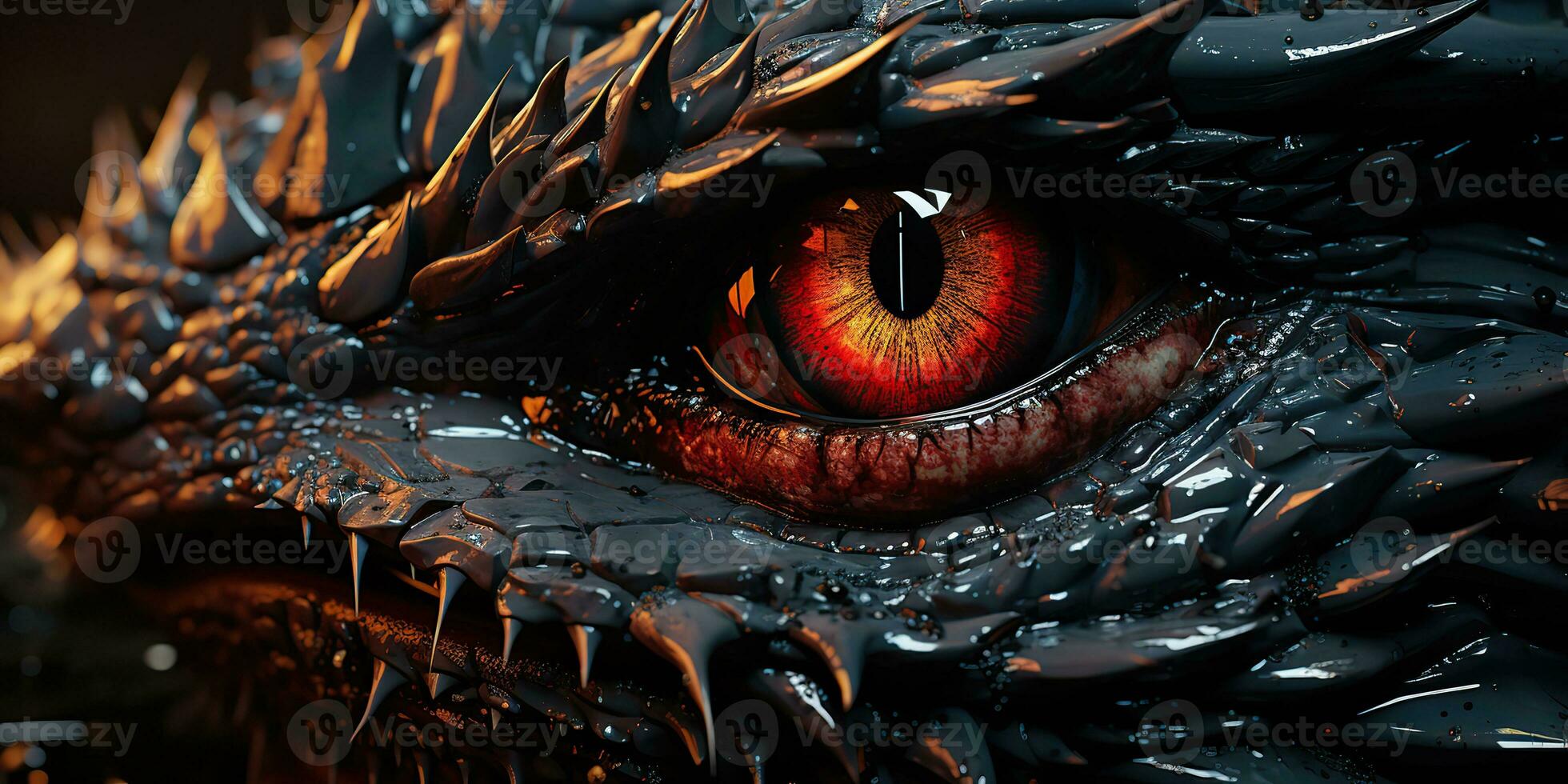 ai généré. ai génératif. mythe fantaisie dragon œil. macro proche en haut illustration décoration graphique art. graphique art photo
