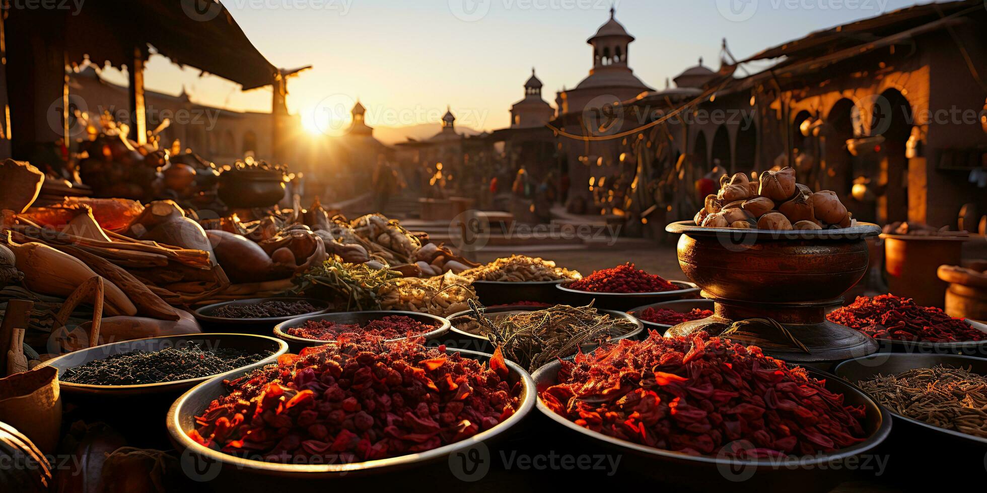 ai généré. ai génératif. traditionnel arabe Indien asiatique Maroc pimenter produits à journée national marché boutique magasin bazar. en bonne santé biologique produit. graphique art photo