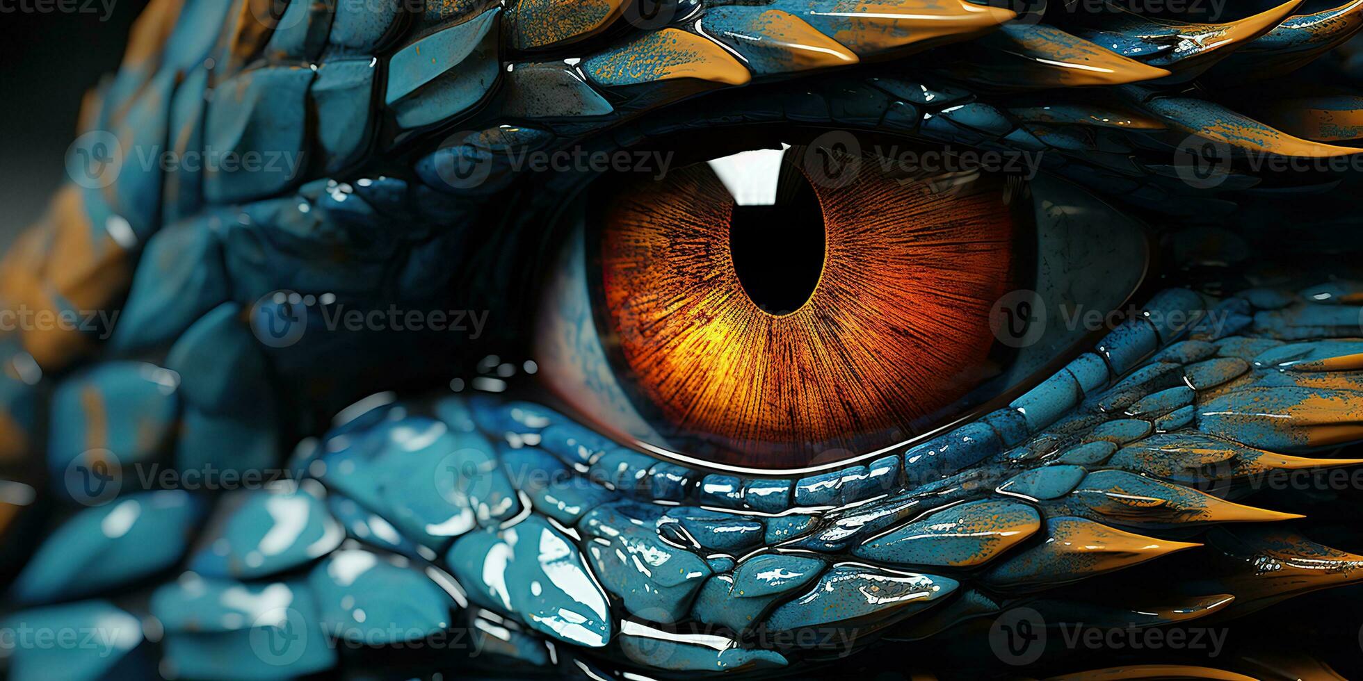 ai généré. ai génératif. mythe fantaisie dragon œil. macro proche en haut illustration décoration graphique art. graphique art photo