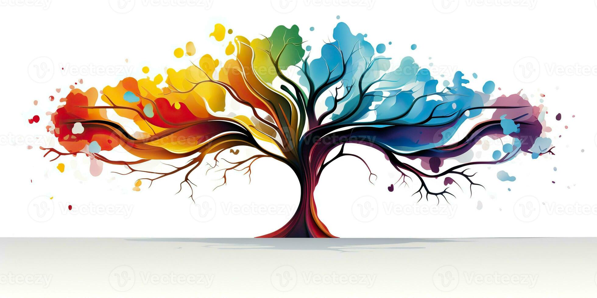 ai généré. ai génératif. aquarelle pétrole peindre dessin esquisser art Toile de Couleur brillant arbre. forêt la nature décoration affiche Contexte. graphique art photo