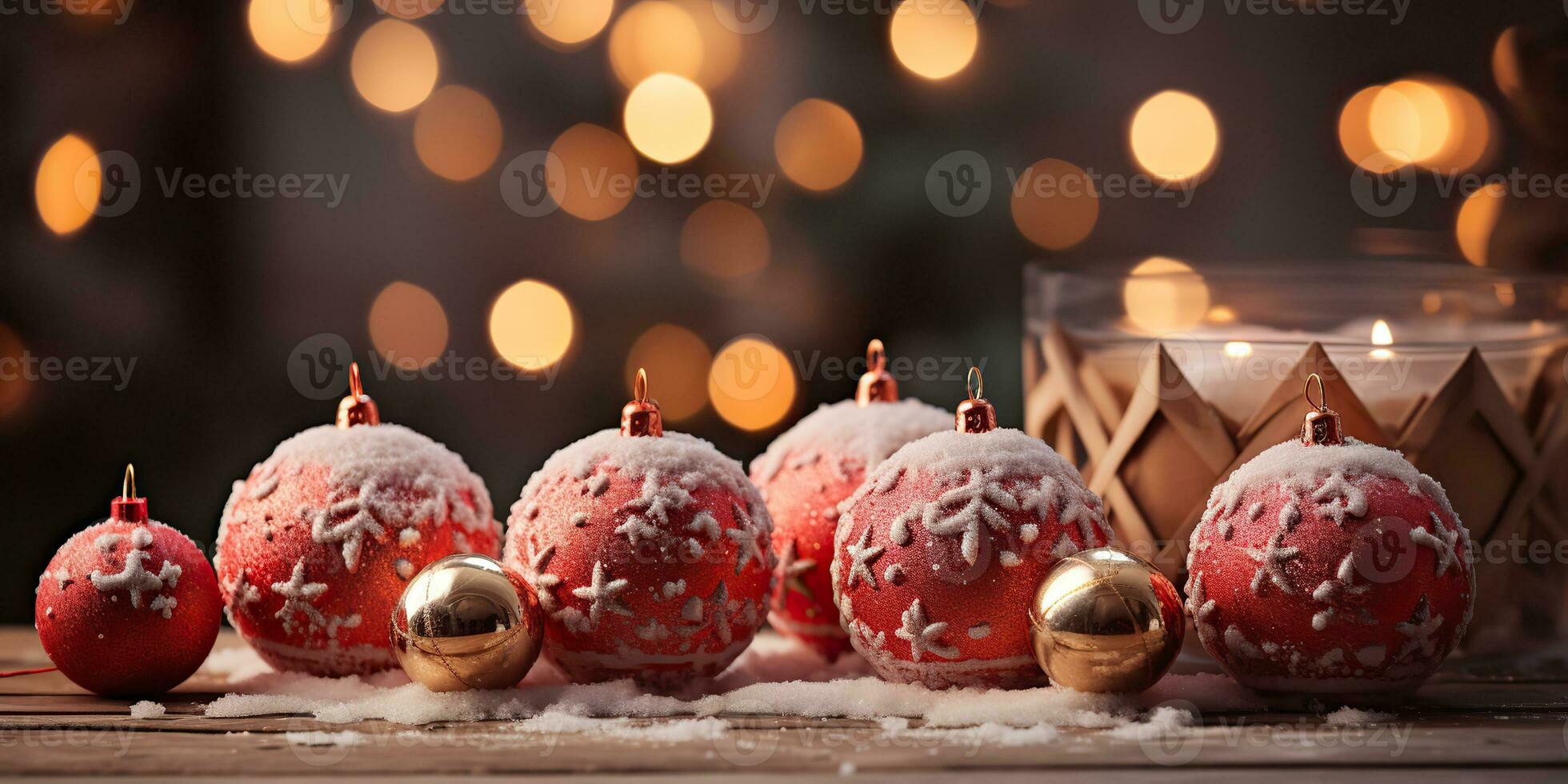 ai généré. ai génératif. joyeux Noël Nouveau année Noël vacances hiver saison avec Extérieur arbre neige et rouge Balle cadeaux. graphique art photo