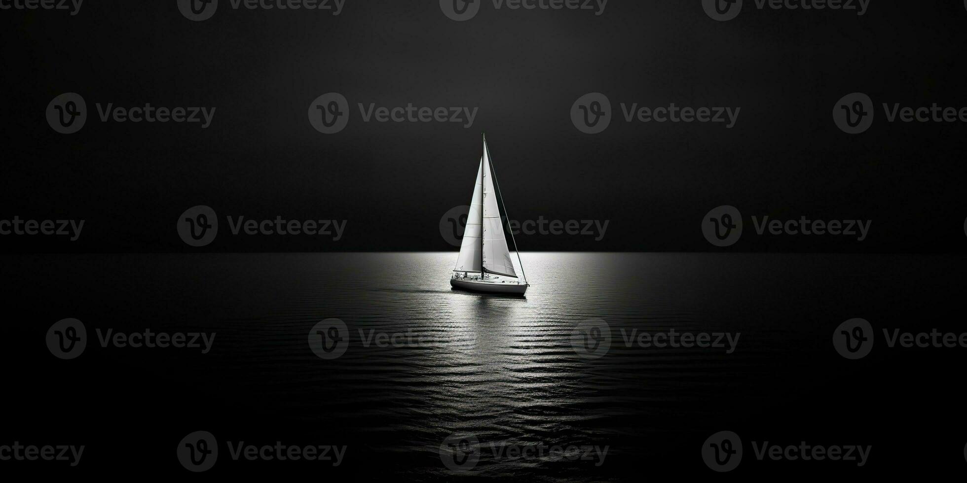 ai généré. ai génératif. navire voile bateau yacht dans ouvert mer océan Lac l'eau. été Extérieur aventure vacances voyage luxe mode de vie. graphique art photo