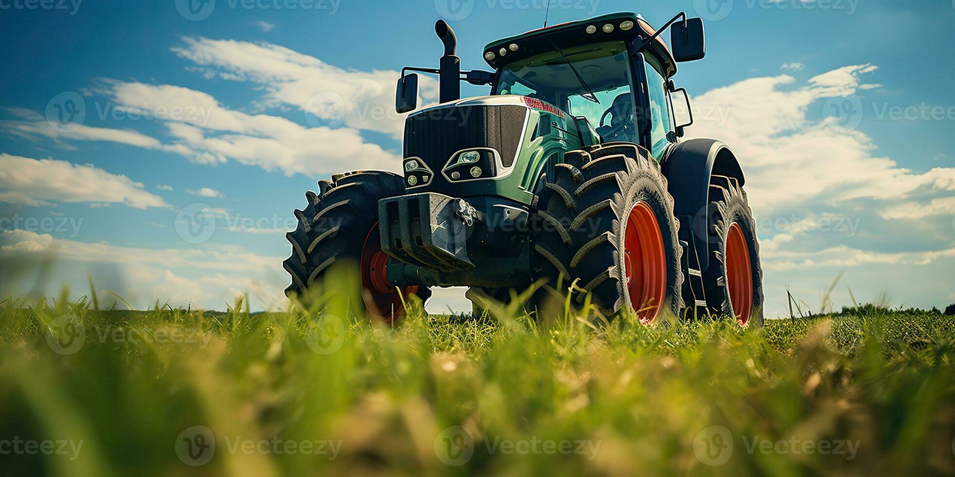 ai généré. ai génératif. tracteur combiner machine récolte champ agriculture. la nature Extérieur Prairie paysage machine industrie. graphique art photo