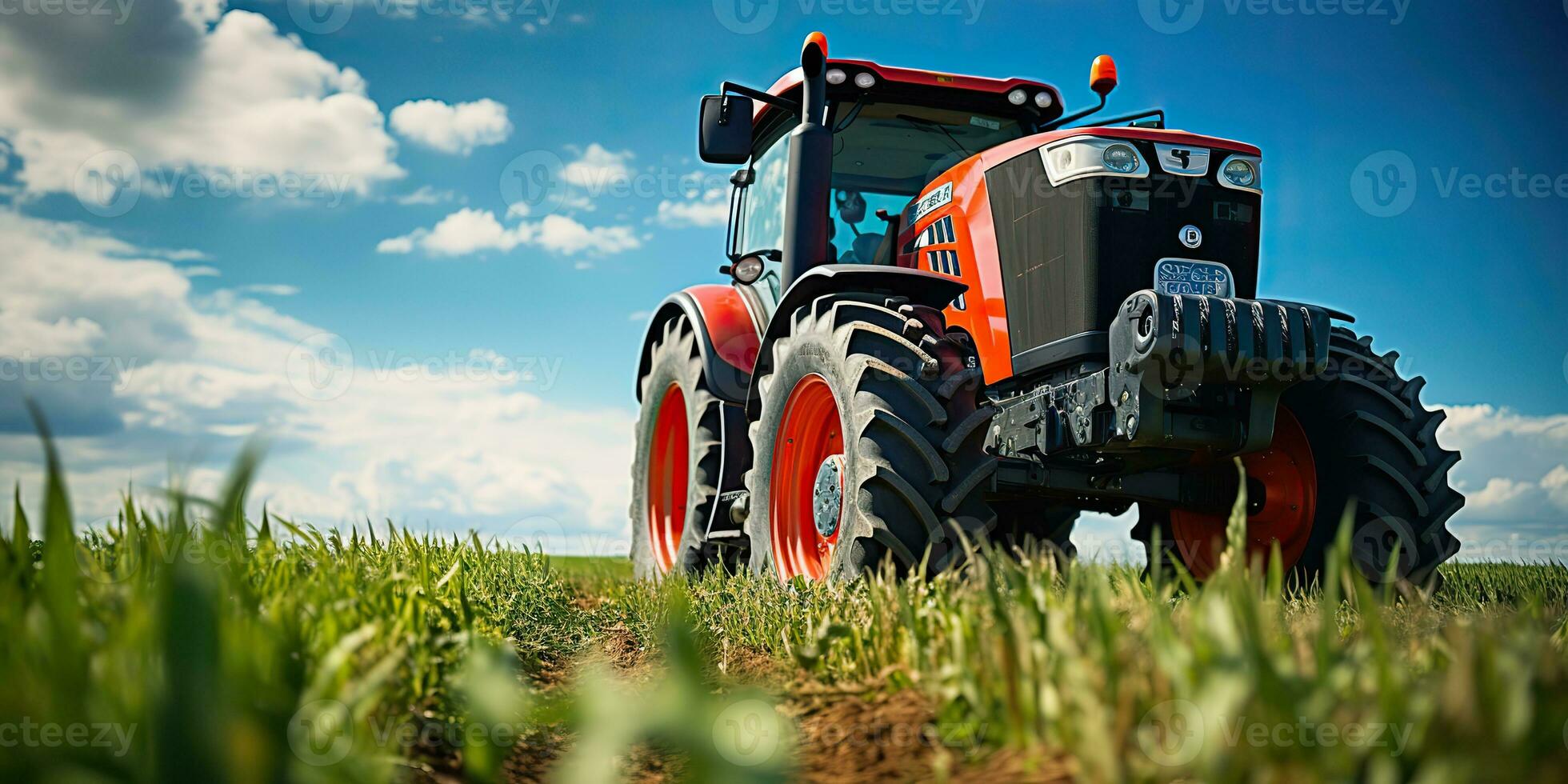 ai généré. ai génératif. tracteur combiner machine récolte champ agriculture. la nature Extérieur Prairie paysage machine industrie. graphique art photo