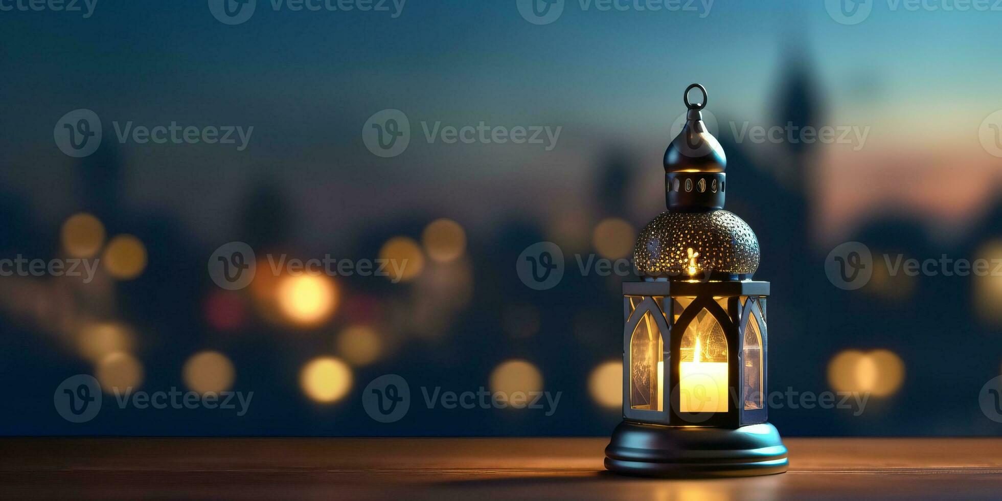 arabe lanterne de Ramadan fête Contexte illustration fabriqué avec génératif ai photo