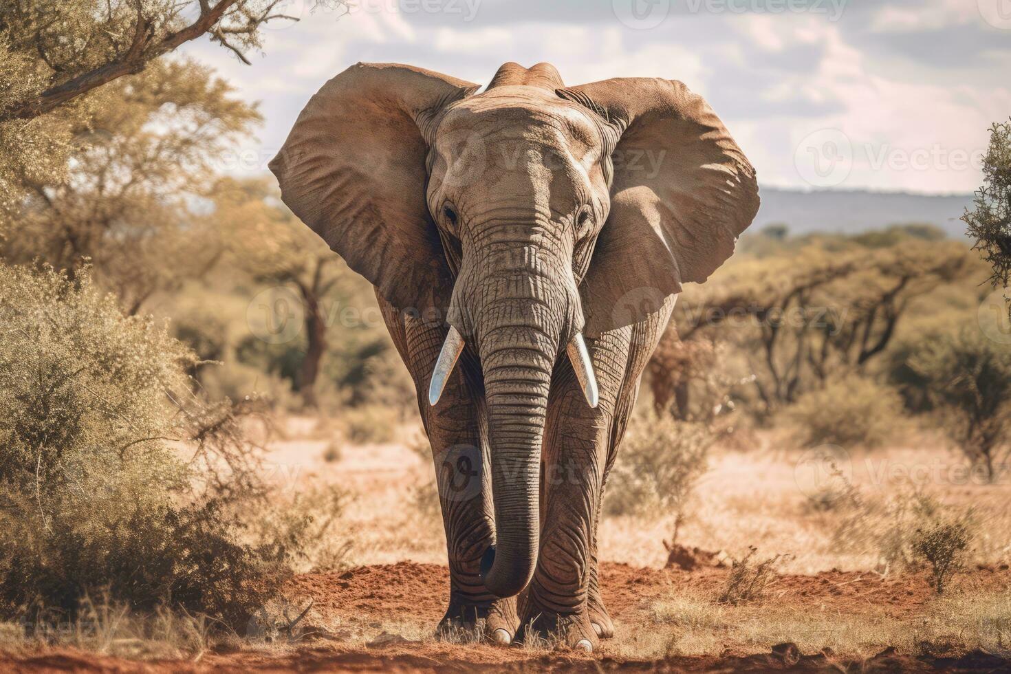 l'éléphant dans nature, nationale géographie, large la vie animaux. ai généré. photo