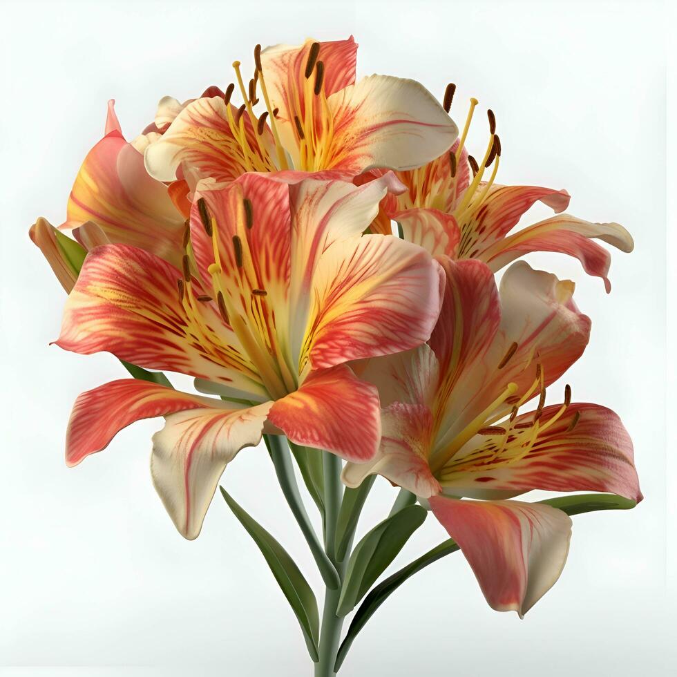 fleur bouquet de rouge et Jaune fleurs de lys isolé sur blanc Contexte photo