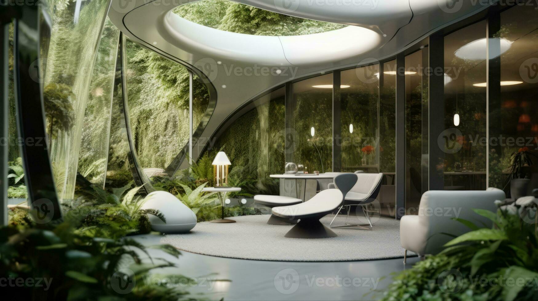 jardin pièce de une magnifique futuriste conception. ai généré. photo