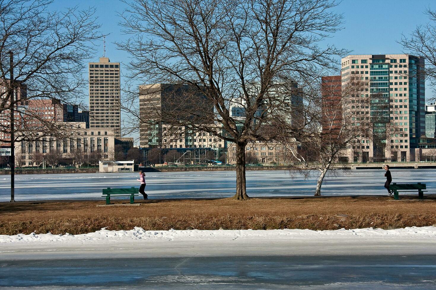 Boston, maman, Etats-Unis janvier dix 2010 le congelé Charles rivière dans hiver temps cette sépare Boston de Cambridge, ma photo