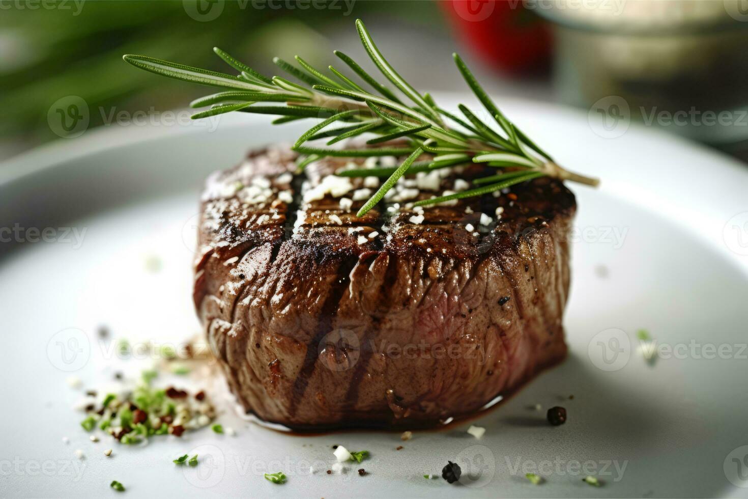 fermer Haut vue de Ingrédients filet mignon steak sur une tableau. ai généré. photo