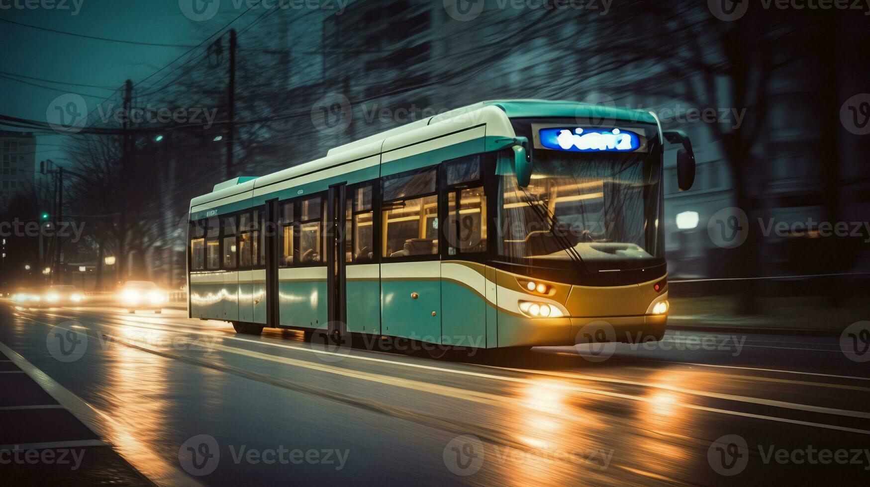 trolleybus de une magnifique transport avec futuriste conception. ai généré. photo