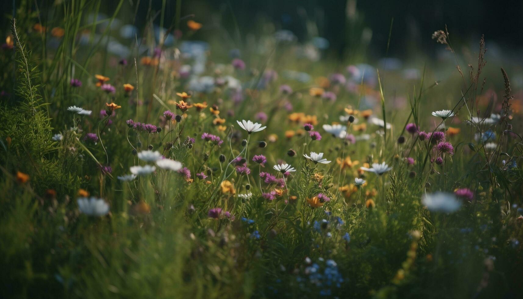 vibrant Marguerite fleur dans tranquille Prairie paysage généré par ai photo
