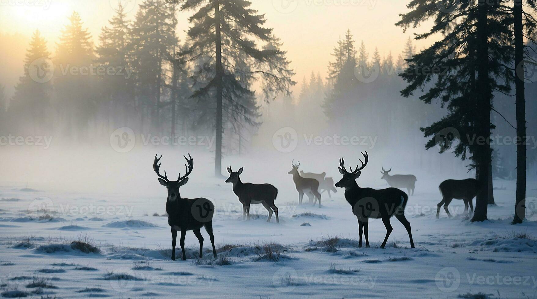 magnifique du froid Matin hiver neige Contexte avec des arbres forêt et Montagne dans le arrière-plan, doucement neige vue contre le bleu ciel, gratuit espace pour votre décoration photo