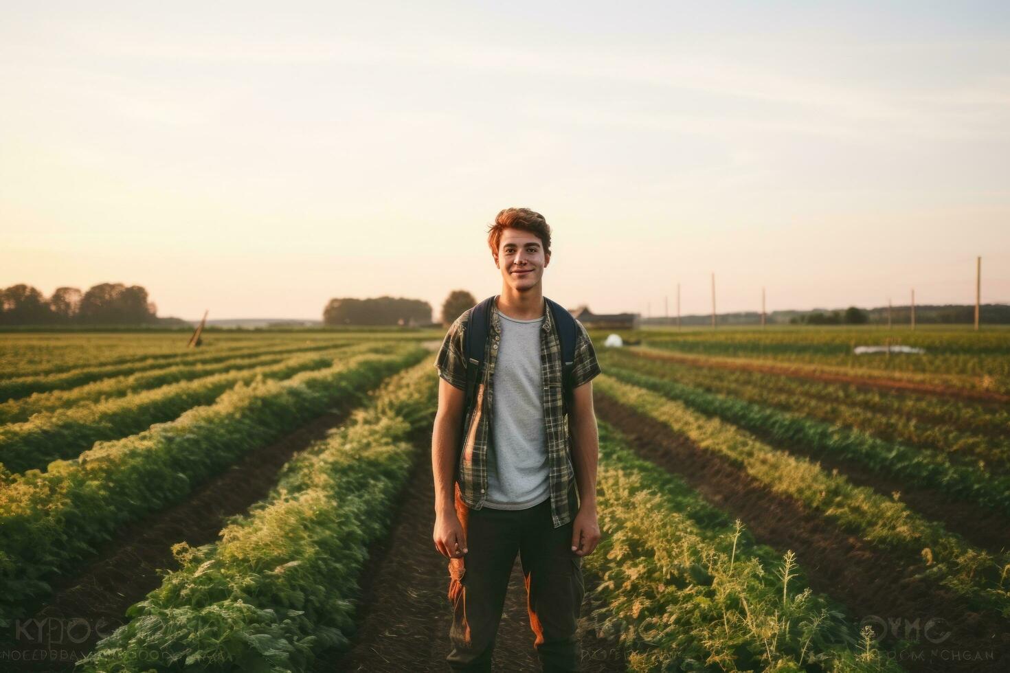 homme dans champ dans ensoleillé journée photo