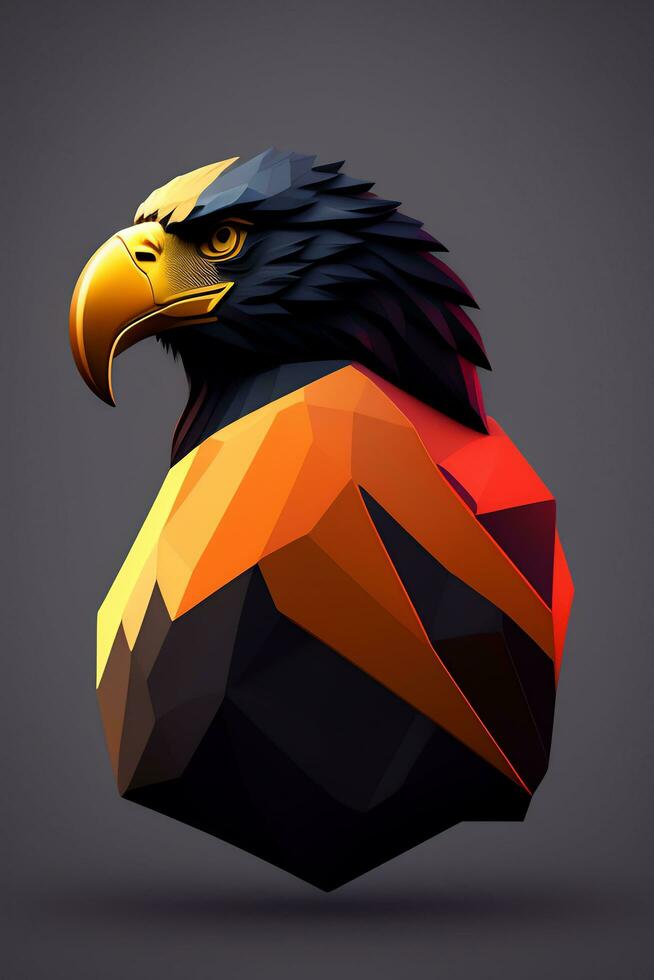 Aigle tête faible poly style. 3d illustration. polygonal style. photo