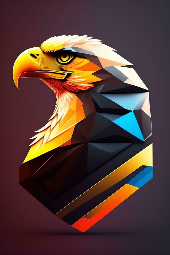 Aigle tête faible poly style. 3d illustration. polygonal style. photo