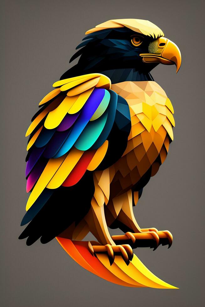 Aigle tête faible poly style. 3d illustration. polygonal style photo