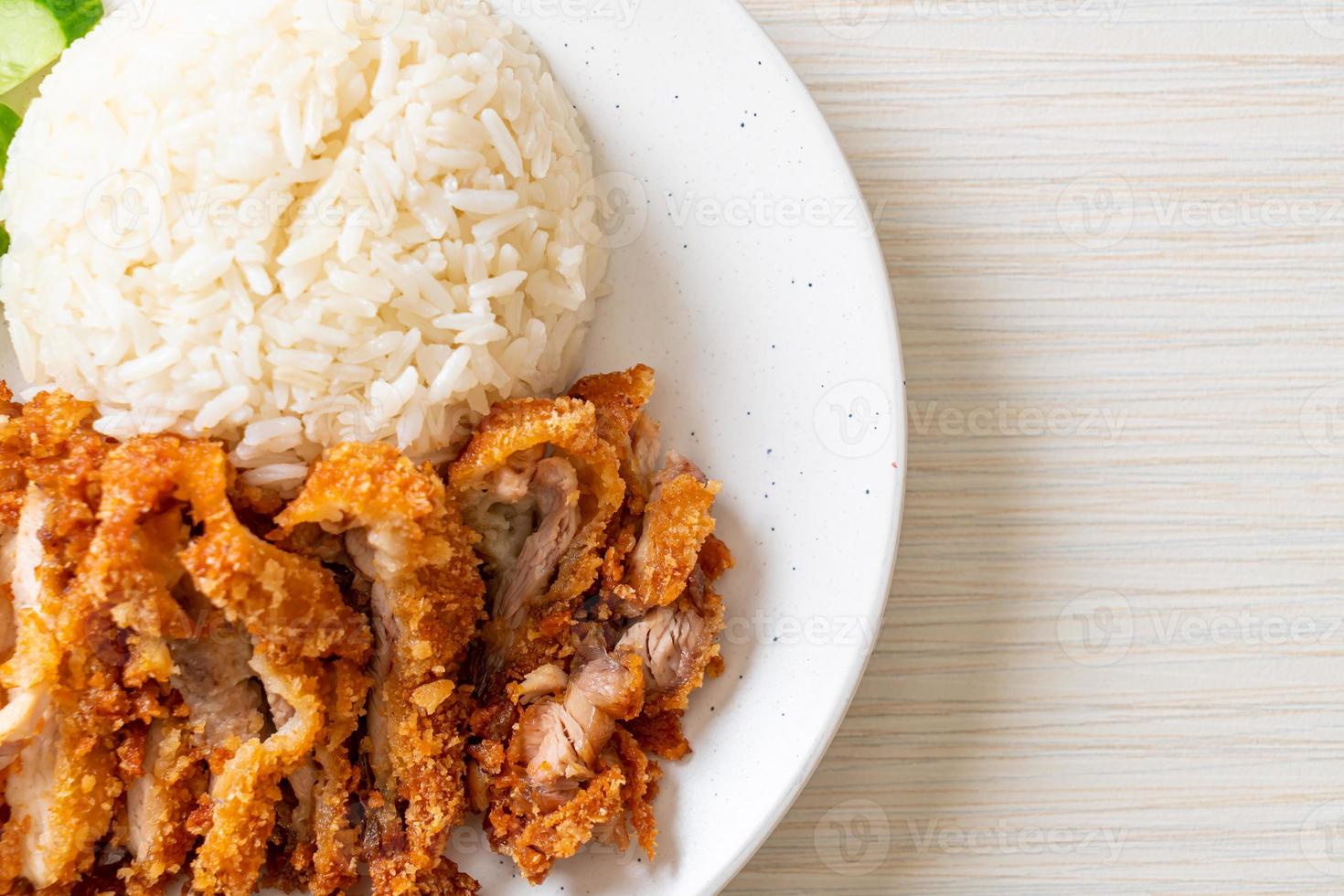 riz au poulet hainanais avec poulet frit photo