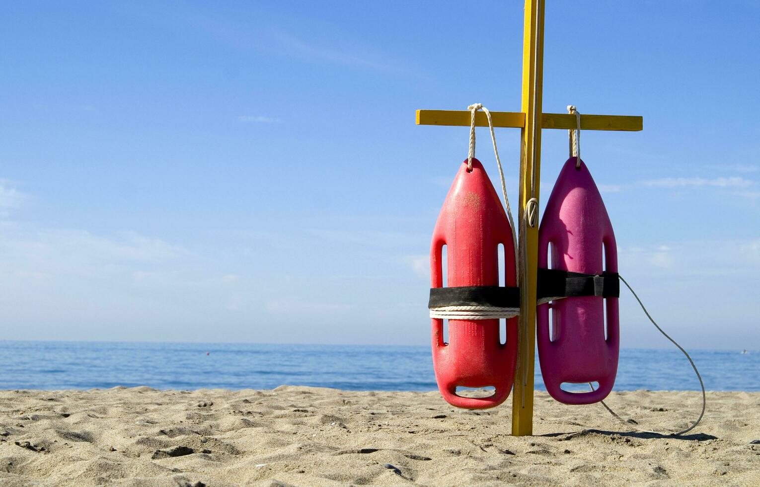 deux la vie conservateurs sont sur une pôle sur le plage photo