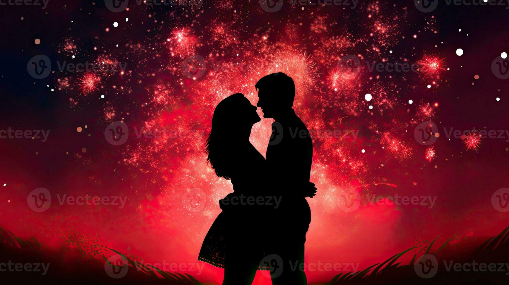 Valentin couple avec feux d'artifice dans le Contexte photo