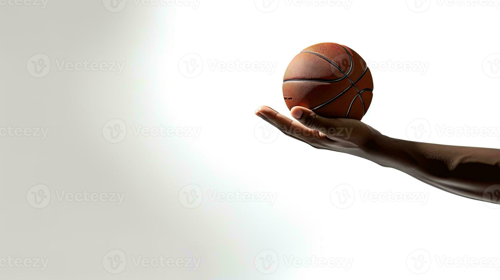 basketball Balle silhouette tenue par main blanc toile de fond photo