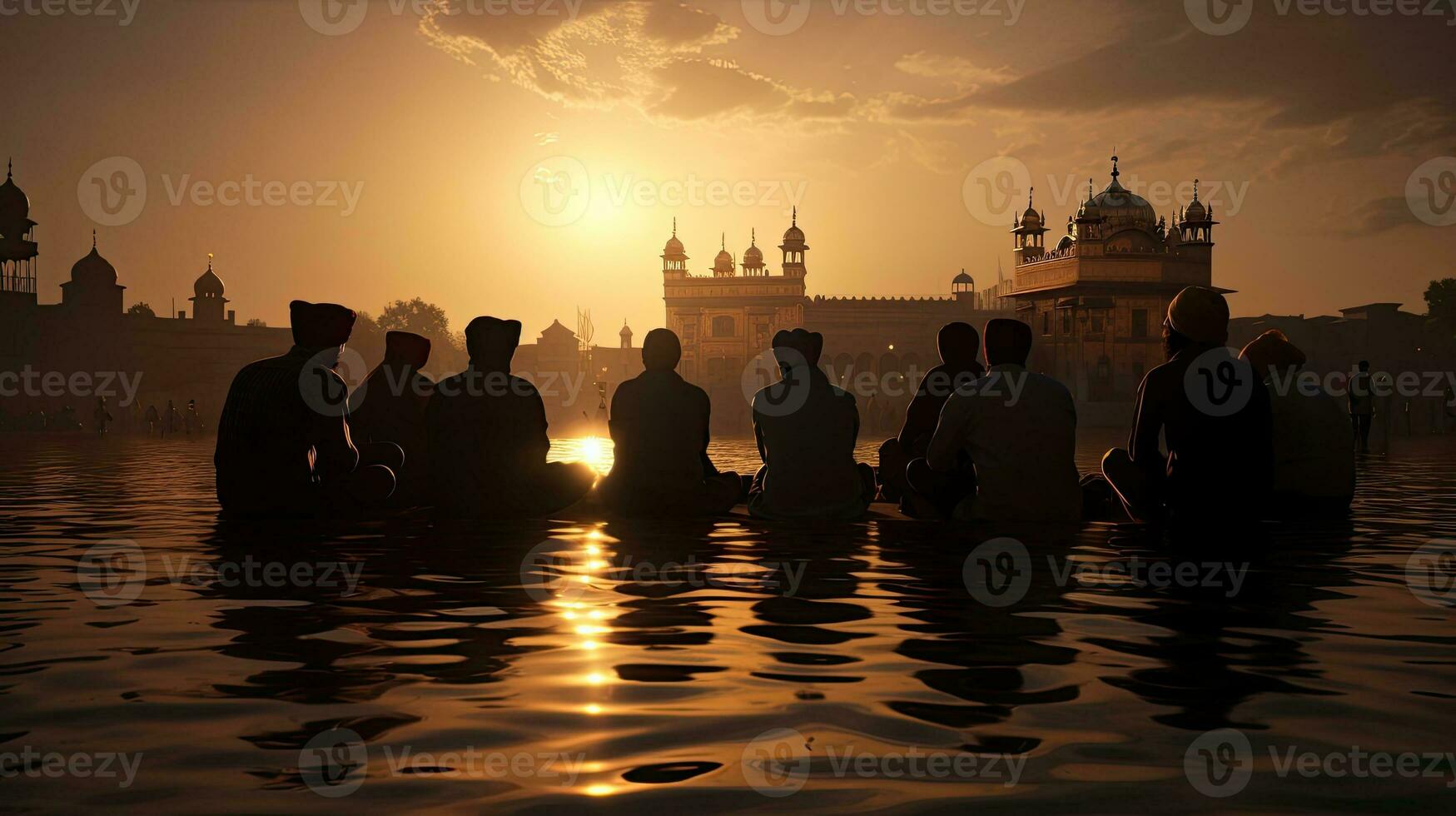 sikh pèlerins près le saint bassin à d'or temple dans amritsar punjab Inde photo