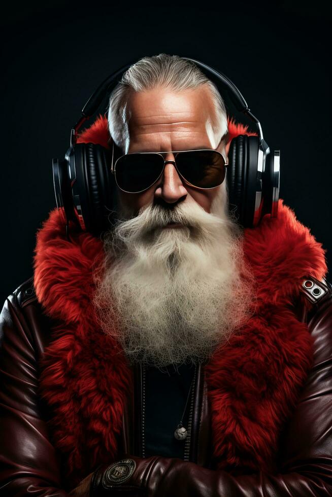 cool Père Noël claus dj photo