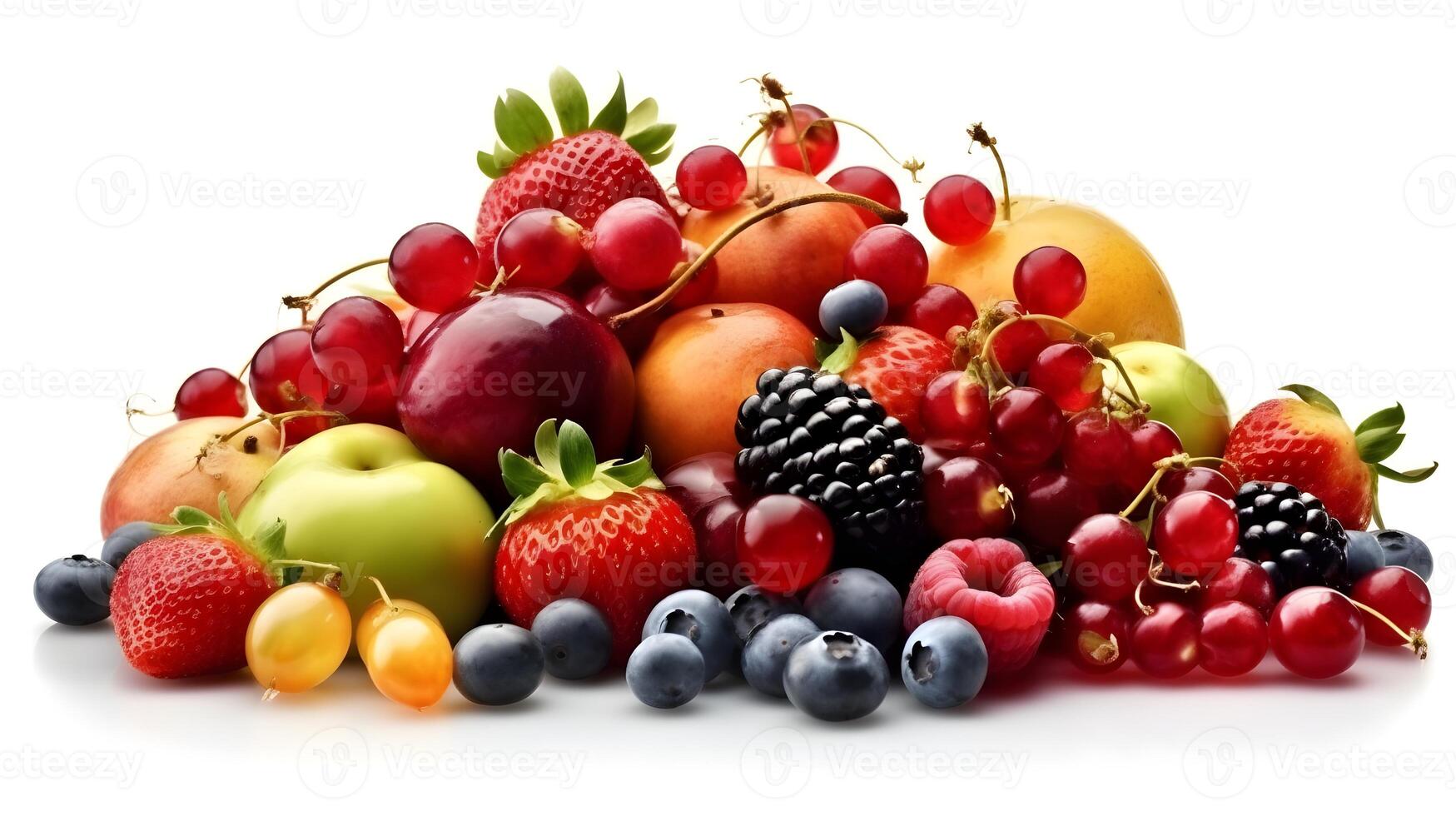 ensemble de fruit ou divers mélanger en bonne santé fruit isolé sur blanc Contexte. assortiment de fruit. ai généré photo