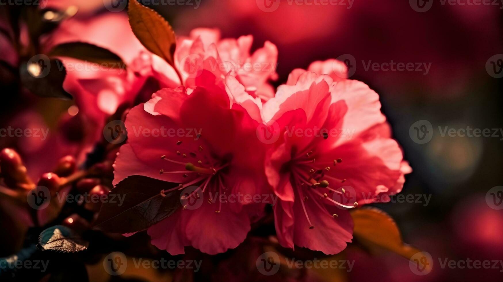 magnifique proche en haut une branche de rose Cerise fleur fleurs ou Sakura fleurs à le arbre floue Contexte. ai généré photo