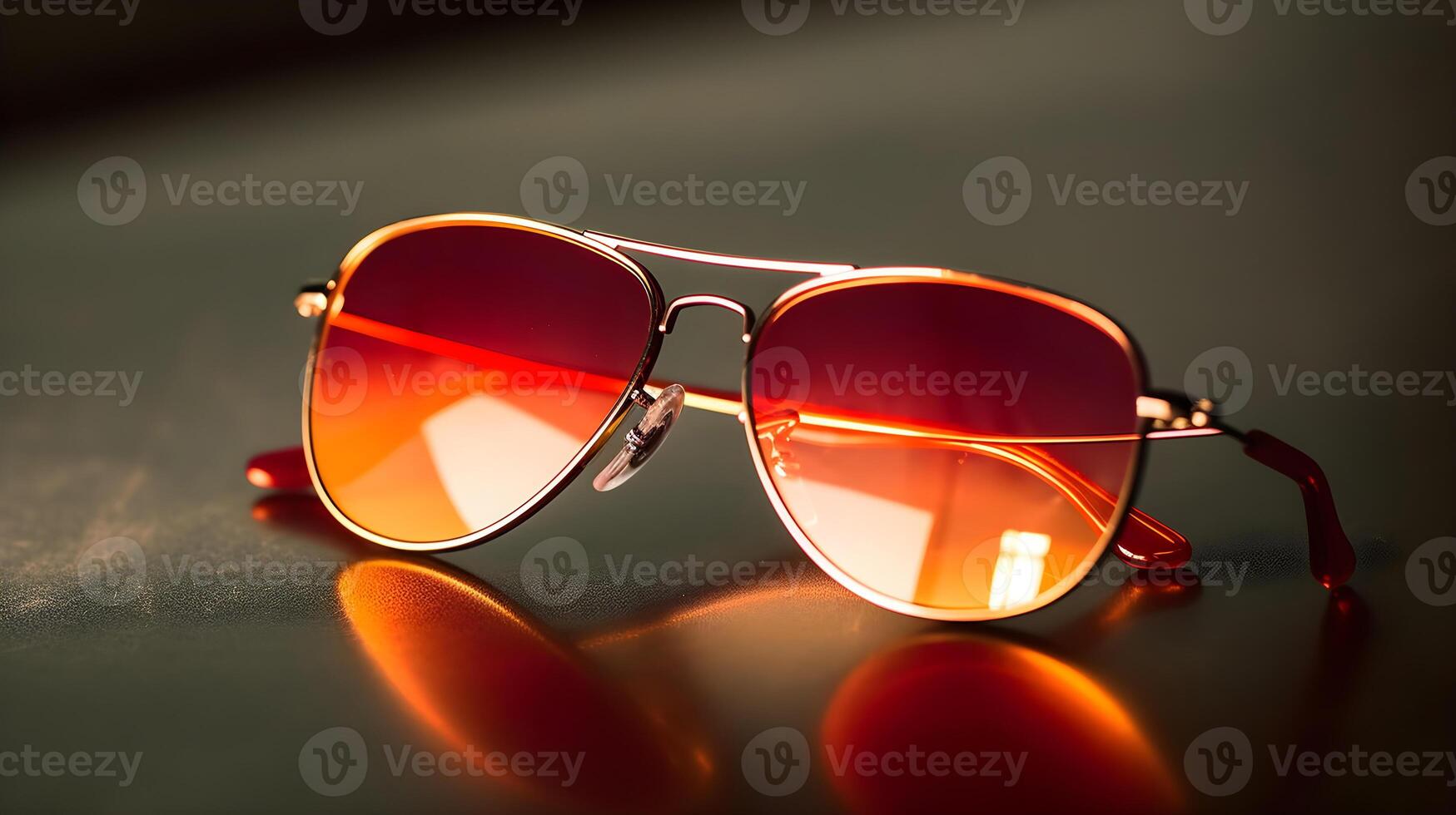 fantaisie branché modeste rouge Couleur foncé lentille homme ou femme à la mode attrayant aviateur Soleil des lunettes à le studio tir. ai généré photo