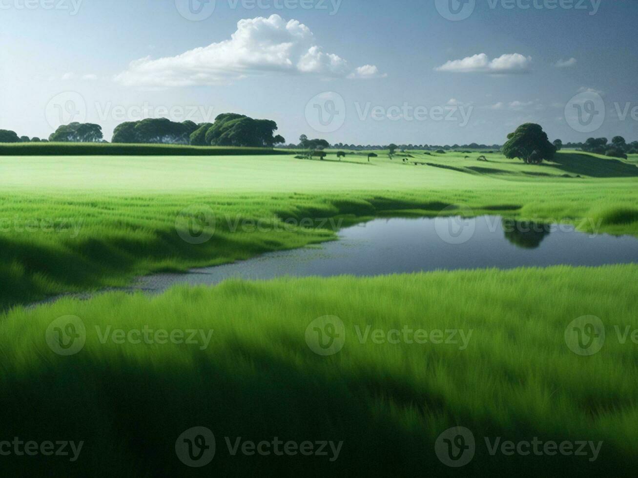 vert herbe dans le Soleil ai généré photo