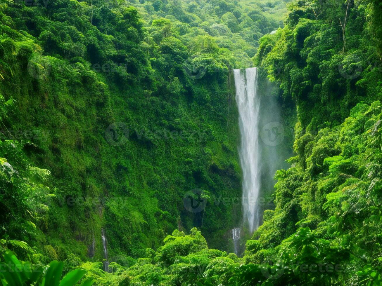 cascade dans le jungle ai généré photo