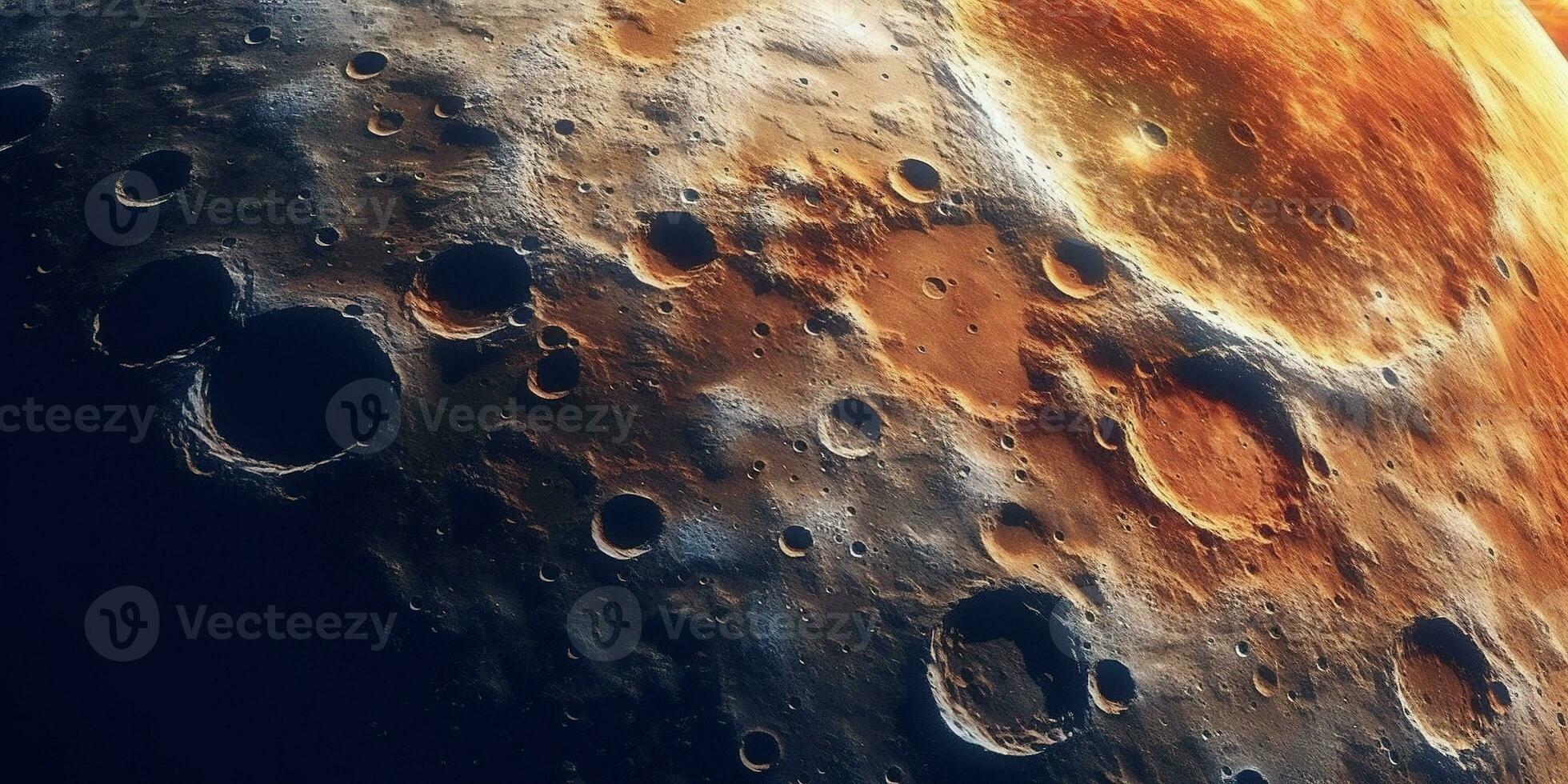 génératif ai, un autre extraterrestre planète surface relief, lune cratère. espace Contexte photo