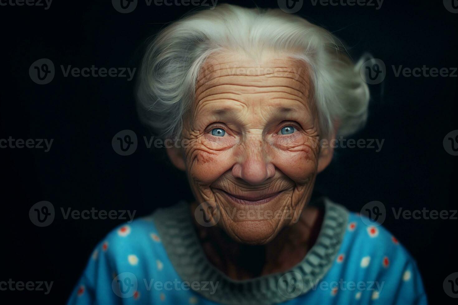 génératif ai, fermer de personnes âgées souriant femme, bonheur Regardez photo