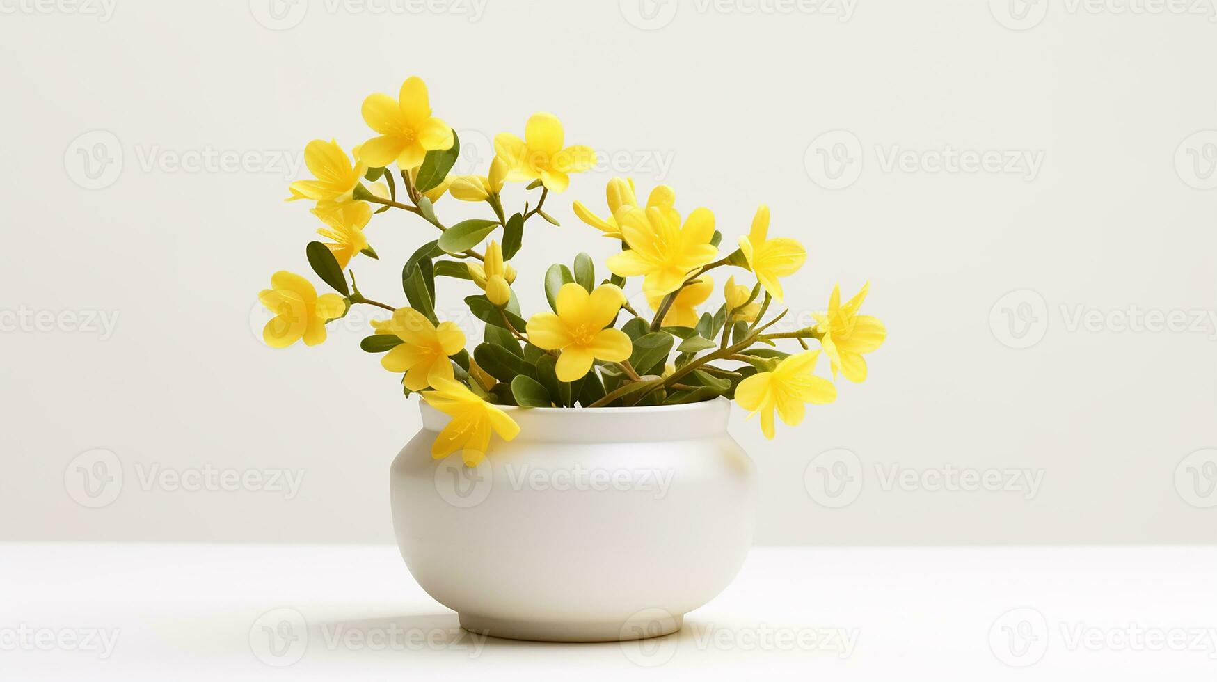 photo de hiver jasmin fleur dans pot isolé sur blanc Contexte. génératif ai