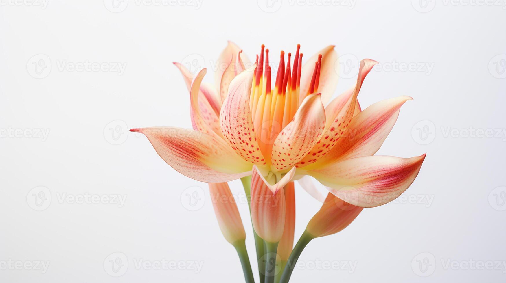 photo de magnifique torche lis fleur isolé sur blanc Contexte. génératif ai