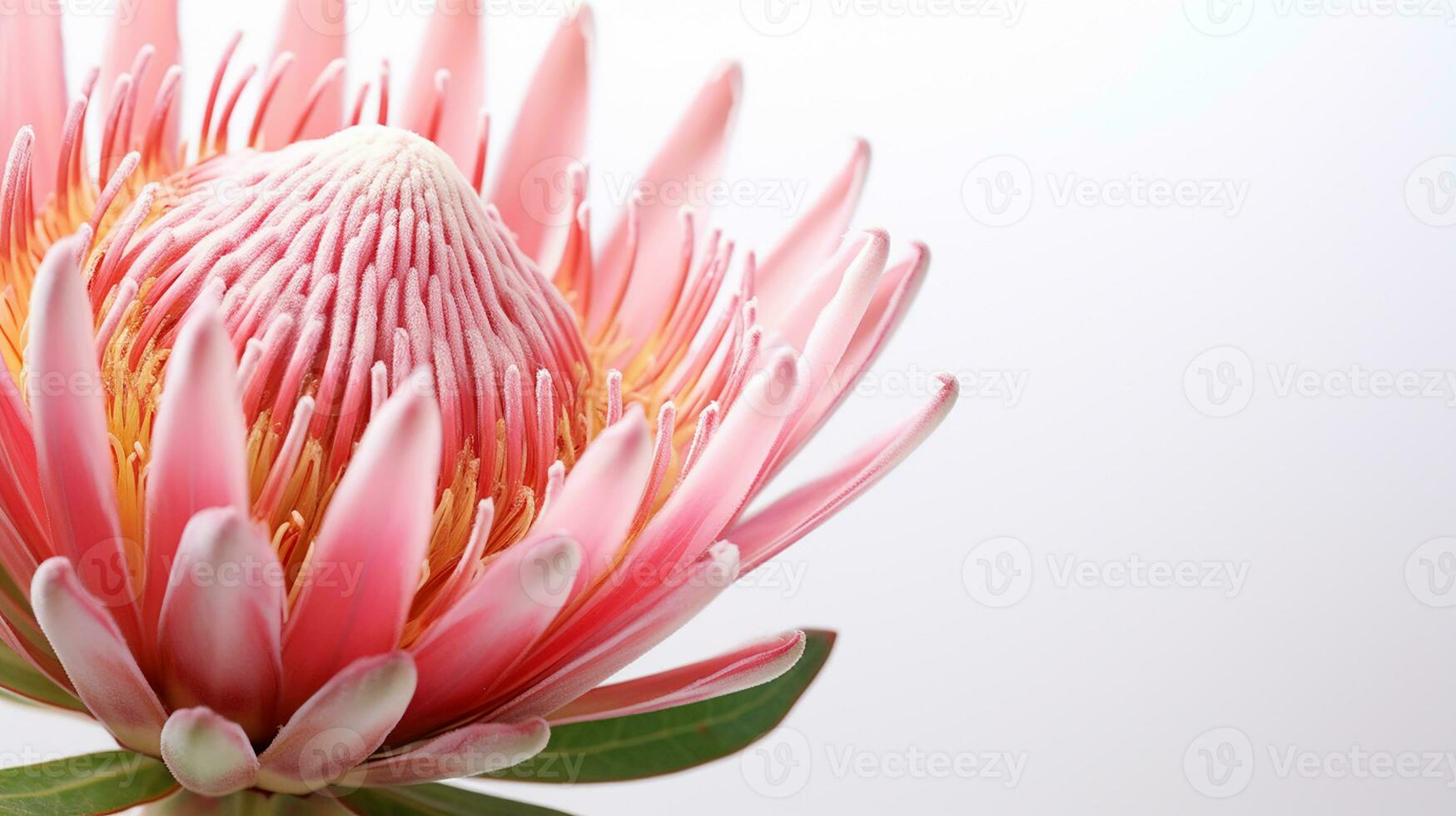 photo de magnifique protea fleur isolé sur blanc Contexte. génératif ai