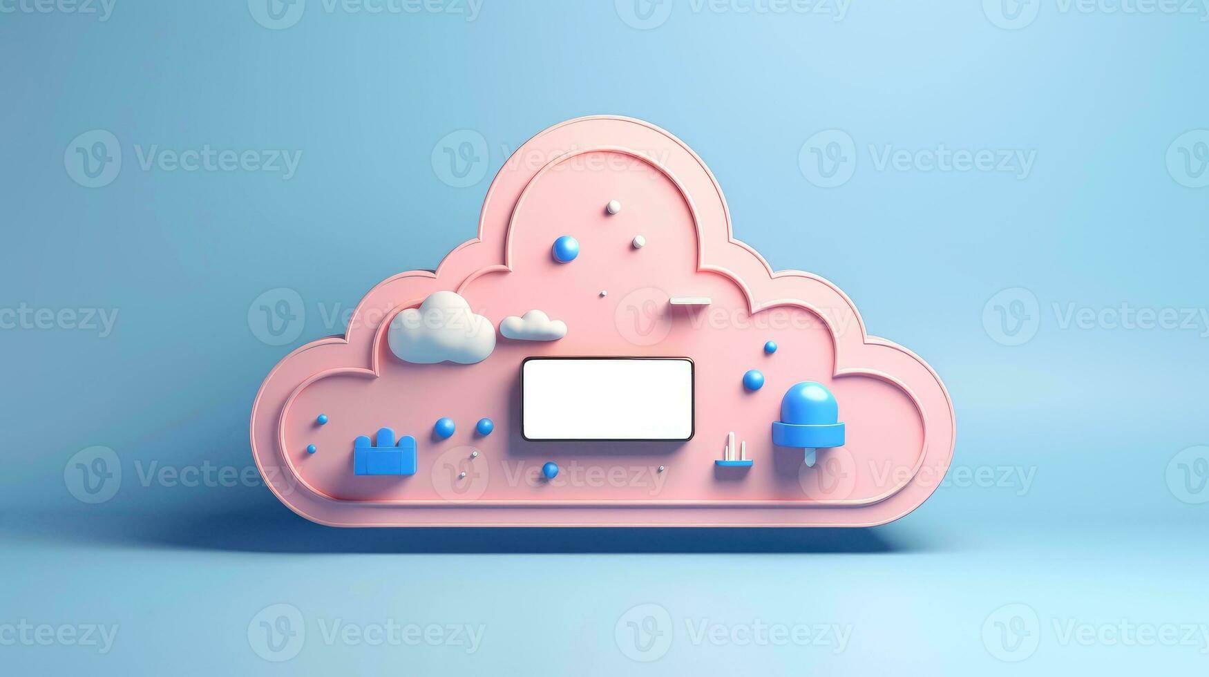 3d nuage icône minimal style, nuage l'informatique en ligne service, numérique La technologie Sécurité concept, génératif ai illustration photo