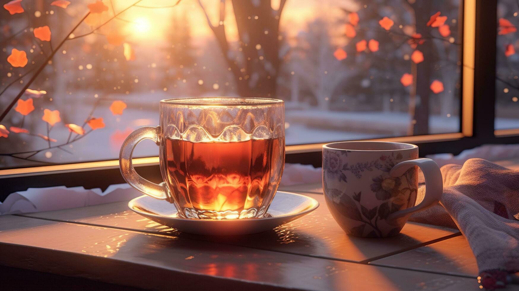 tasse de thé avec cannelle ai généré photo