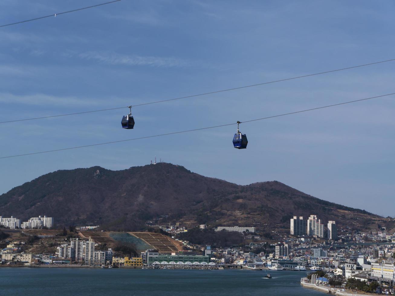 téléphérique sous la baie de la ville de Yeosu. Corée du Sud photo