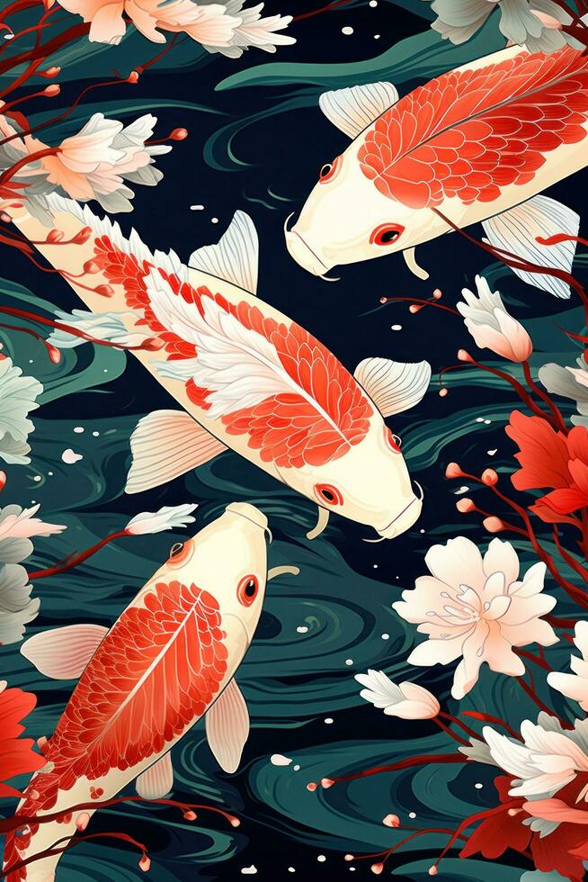 koi carpe poisson Japonais Contexte pour affiche photo