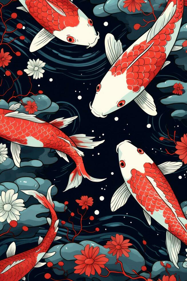 koi carpe poisson Japonais Contexte pour affiche photo