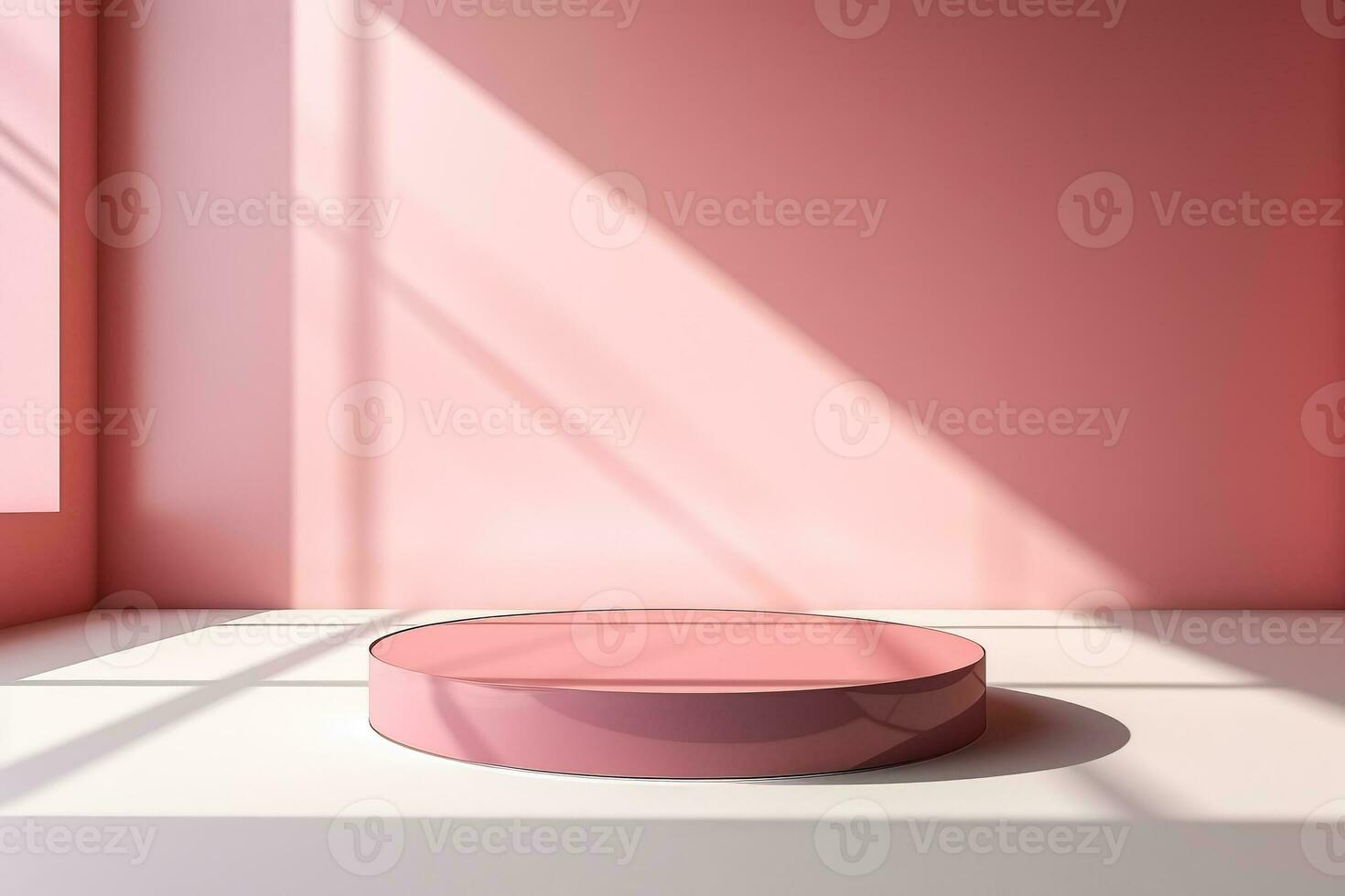 3d maquette de rose ou corail podium pour produits de beauté présentation avec fenêtre ombre photo