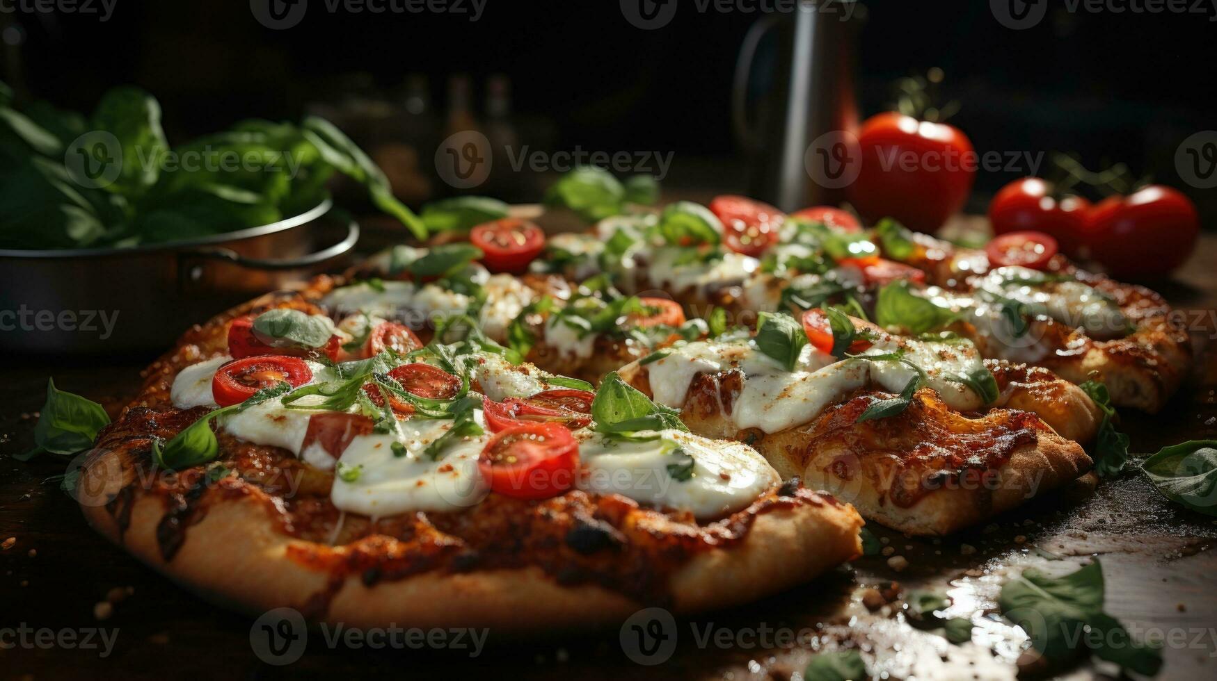 une l'eau à la bouche Pizza Marguerite, une classique italien préféré. génératif ai. photo
